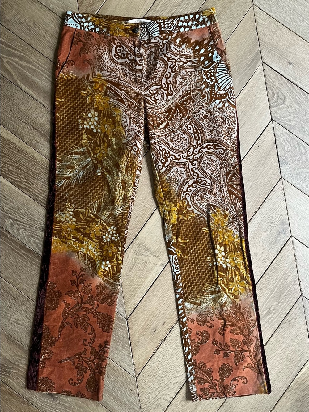 Vintage Y2K Roberto Cavalli Paisley Velvet Pants IT 42